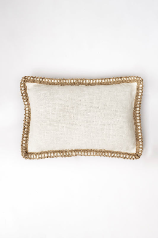 White Jute Harmony - Cushion Cover