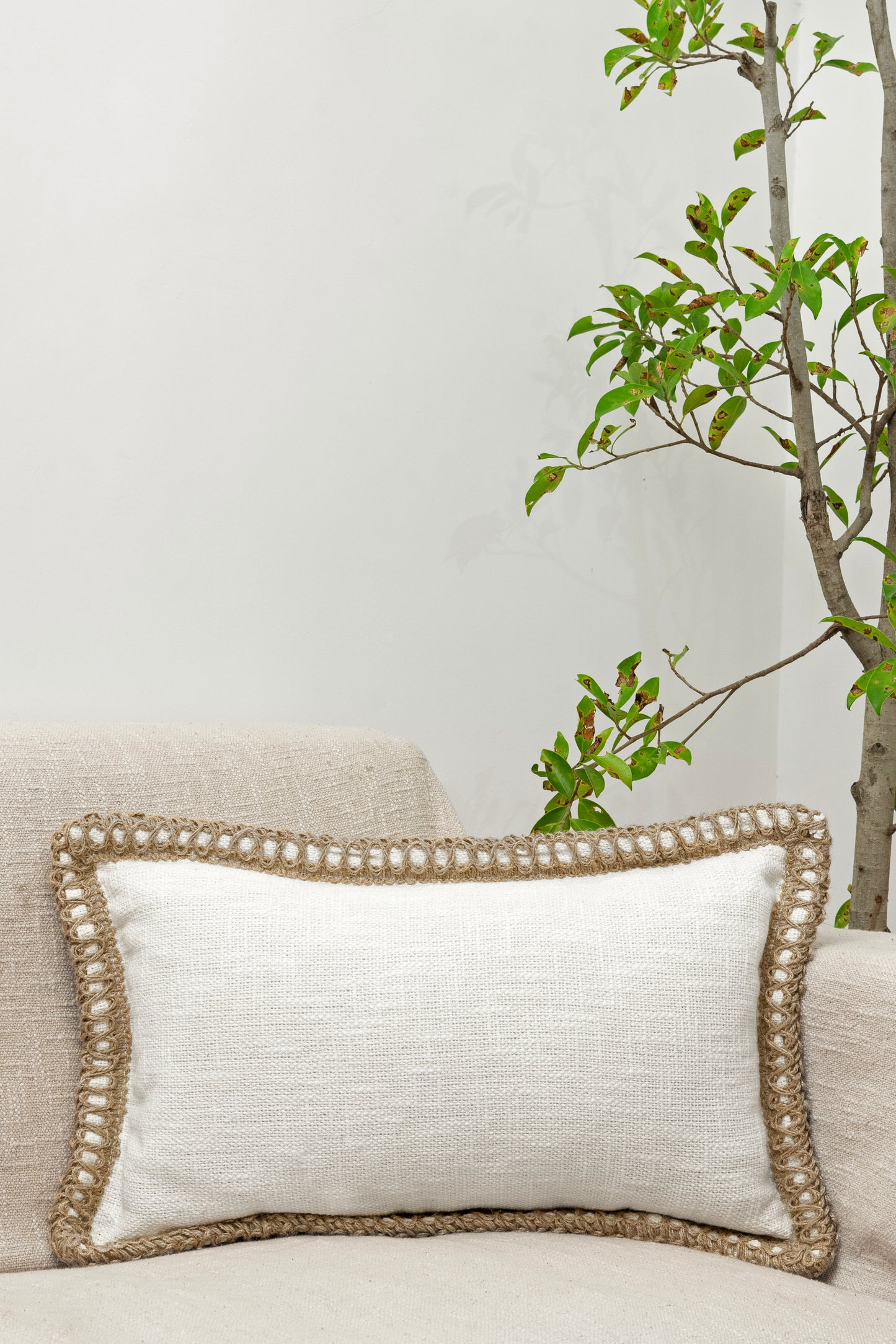 White Jute Harmony - Cushion Cover