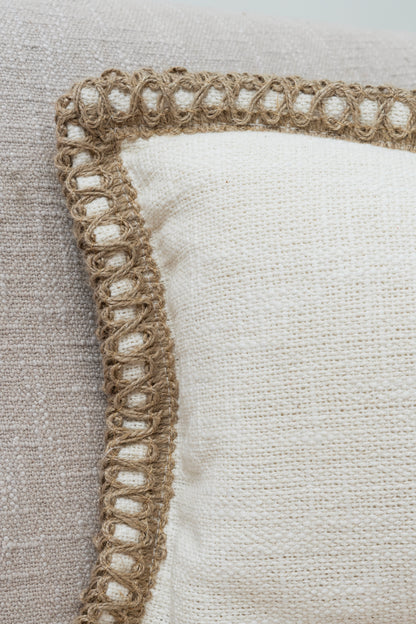 White Jute Harmony - Cushion Cover