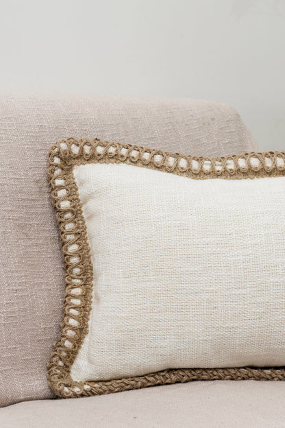 White Jute Harmony - Cushion Cover