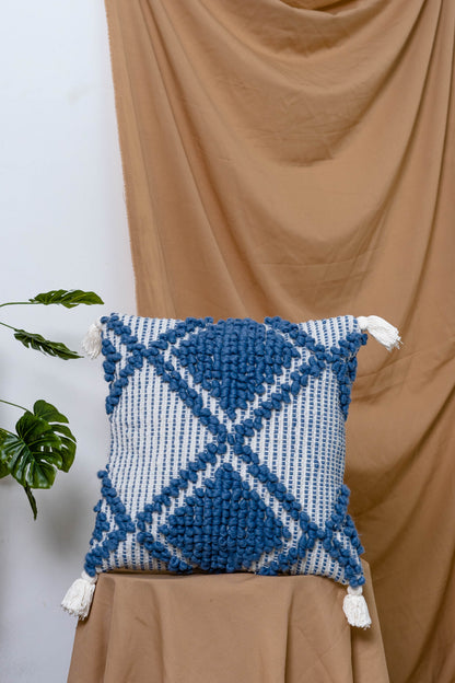 Blue and white cushion cover