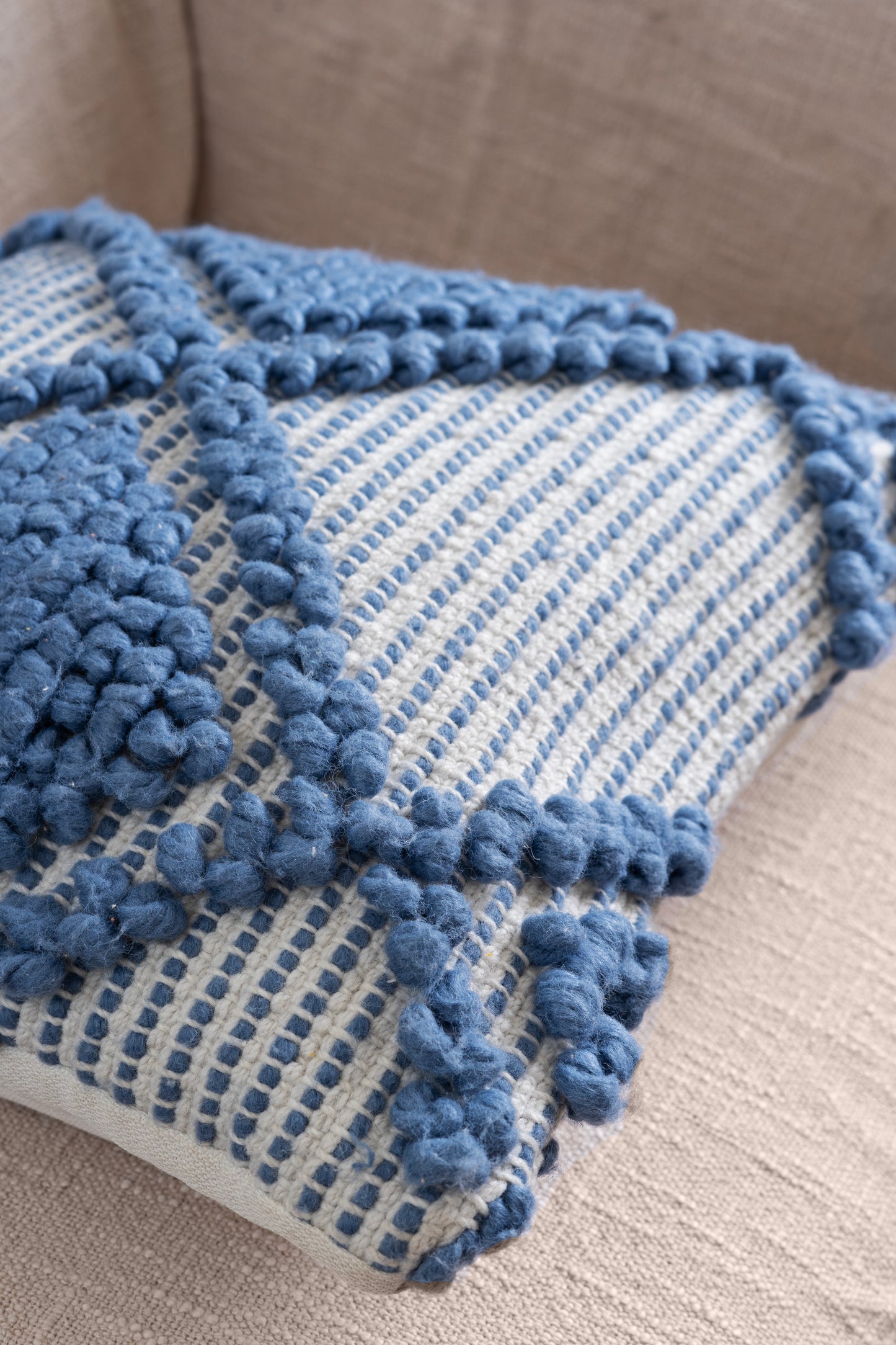 Blue and white cushion cover