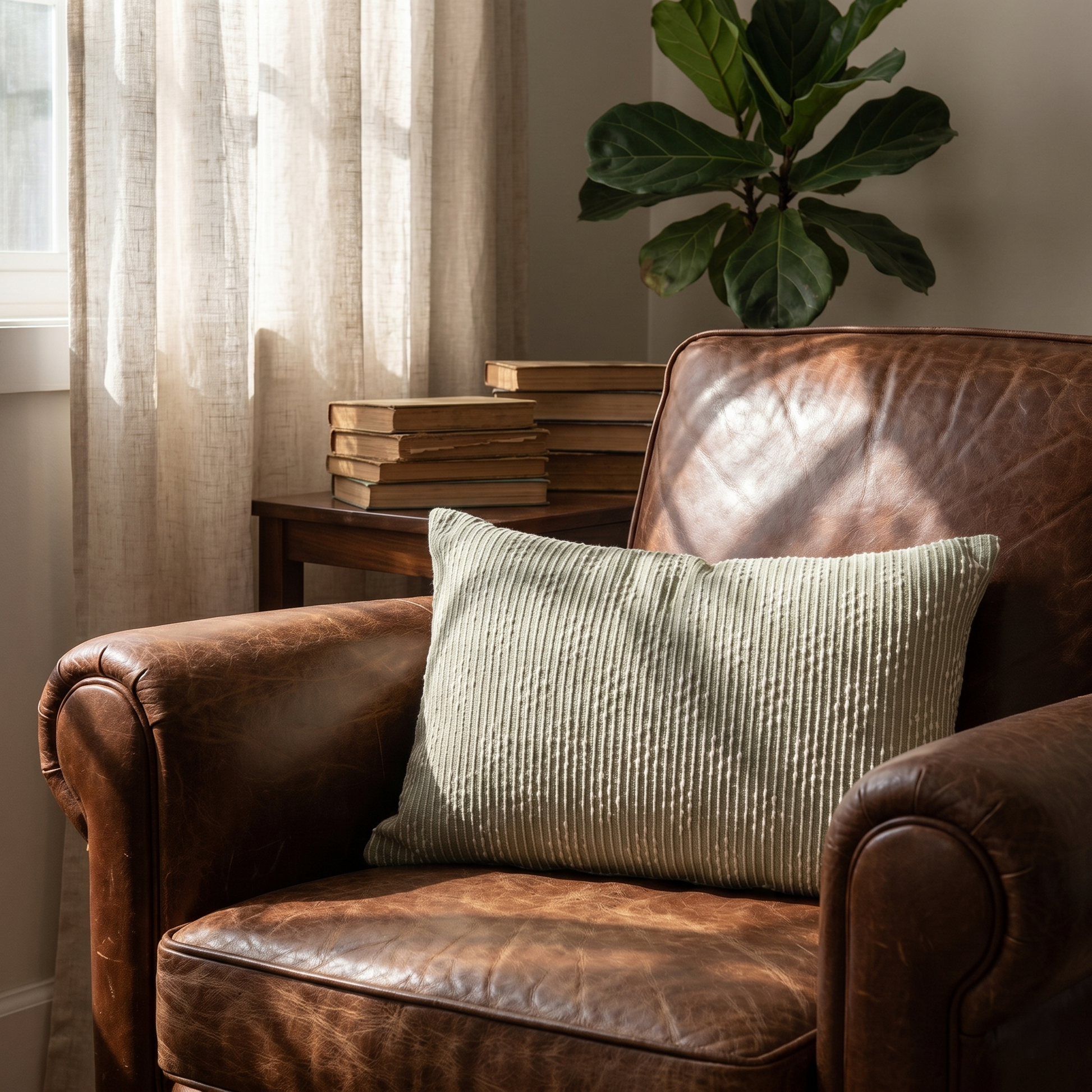 Light pastel green rectangle cushion cover  with thread weave