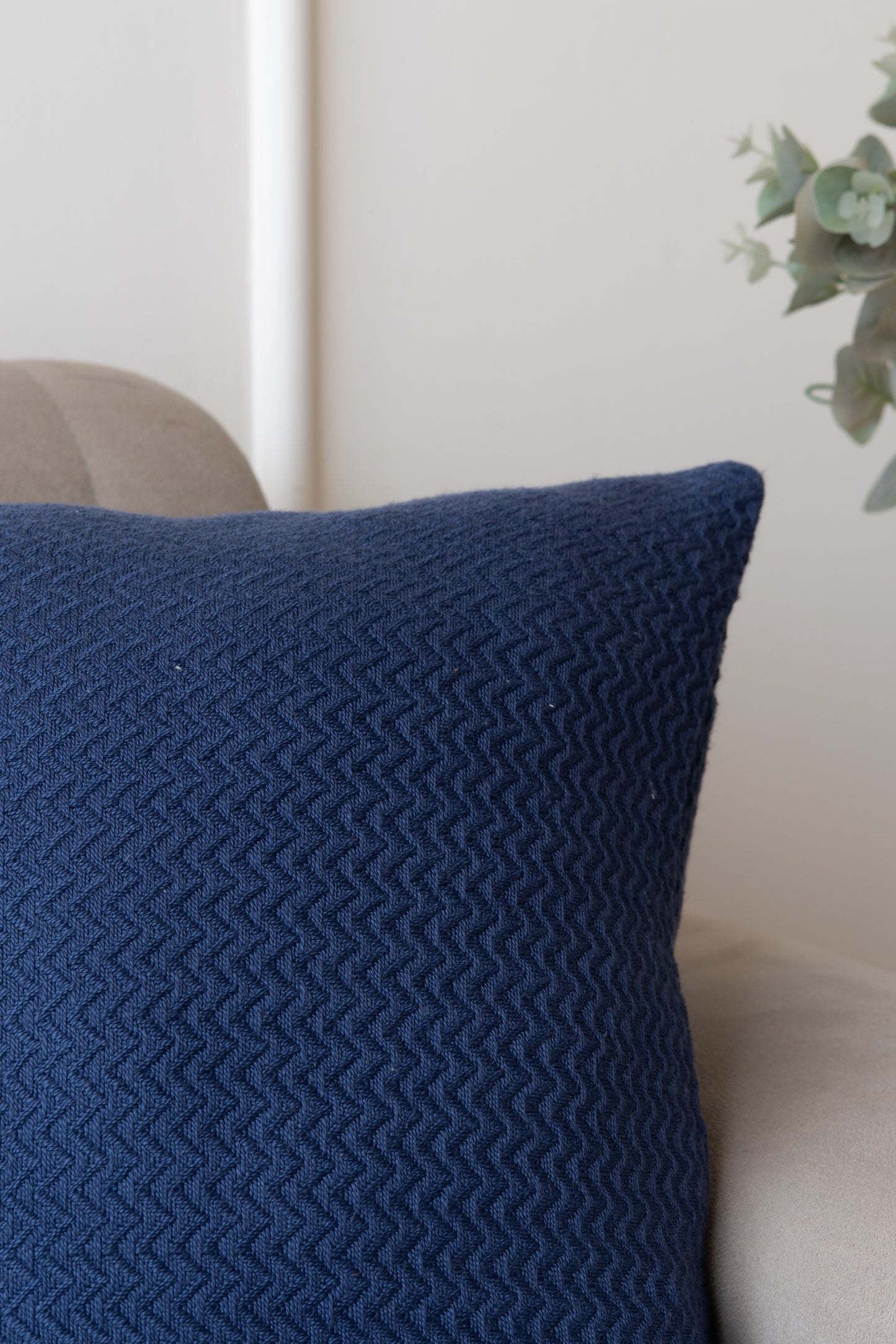 Blue knit cushion cover minimal and modern