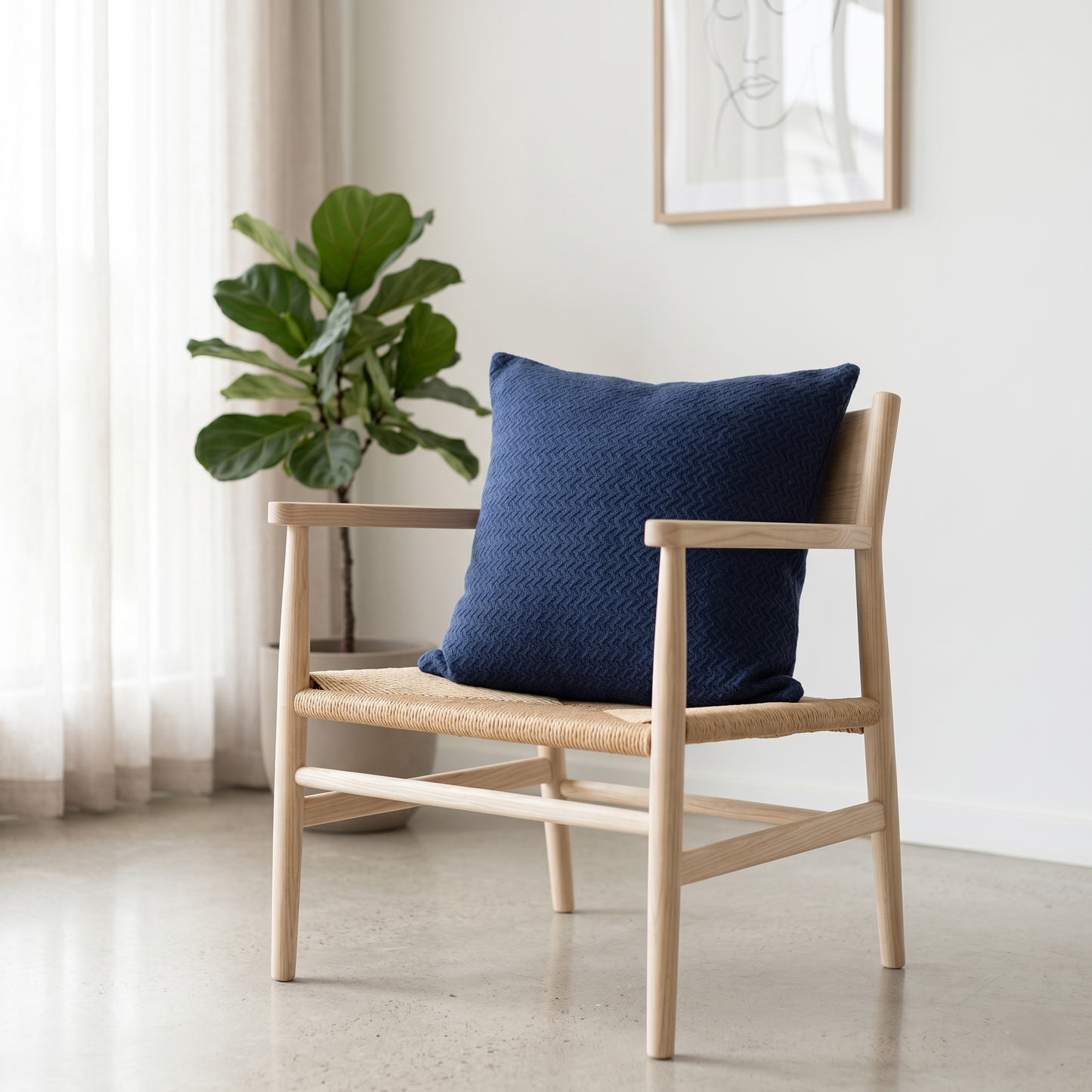 Blue knit cushion cover minimal and modern