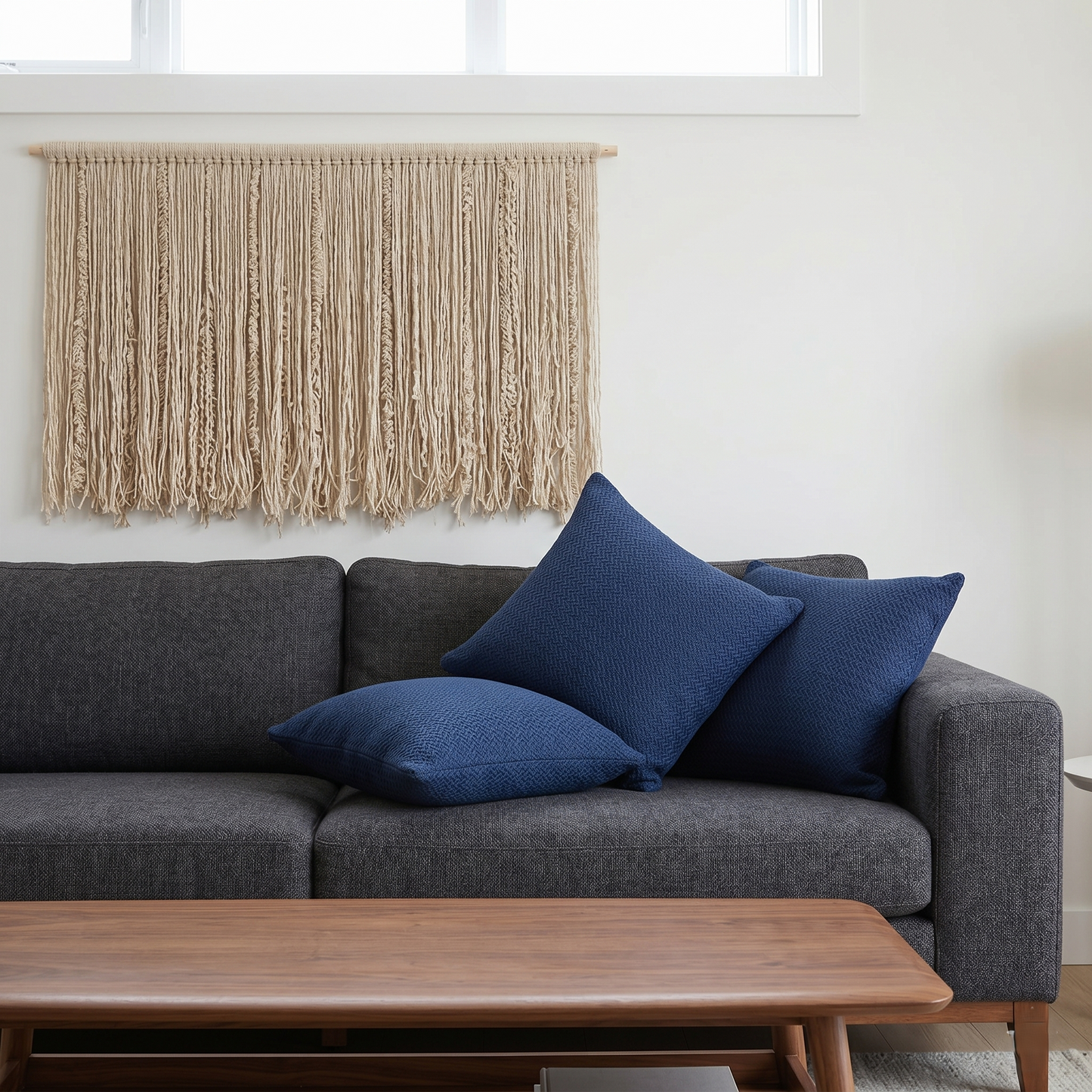 Blue knit cushion cover minimal and modern
