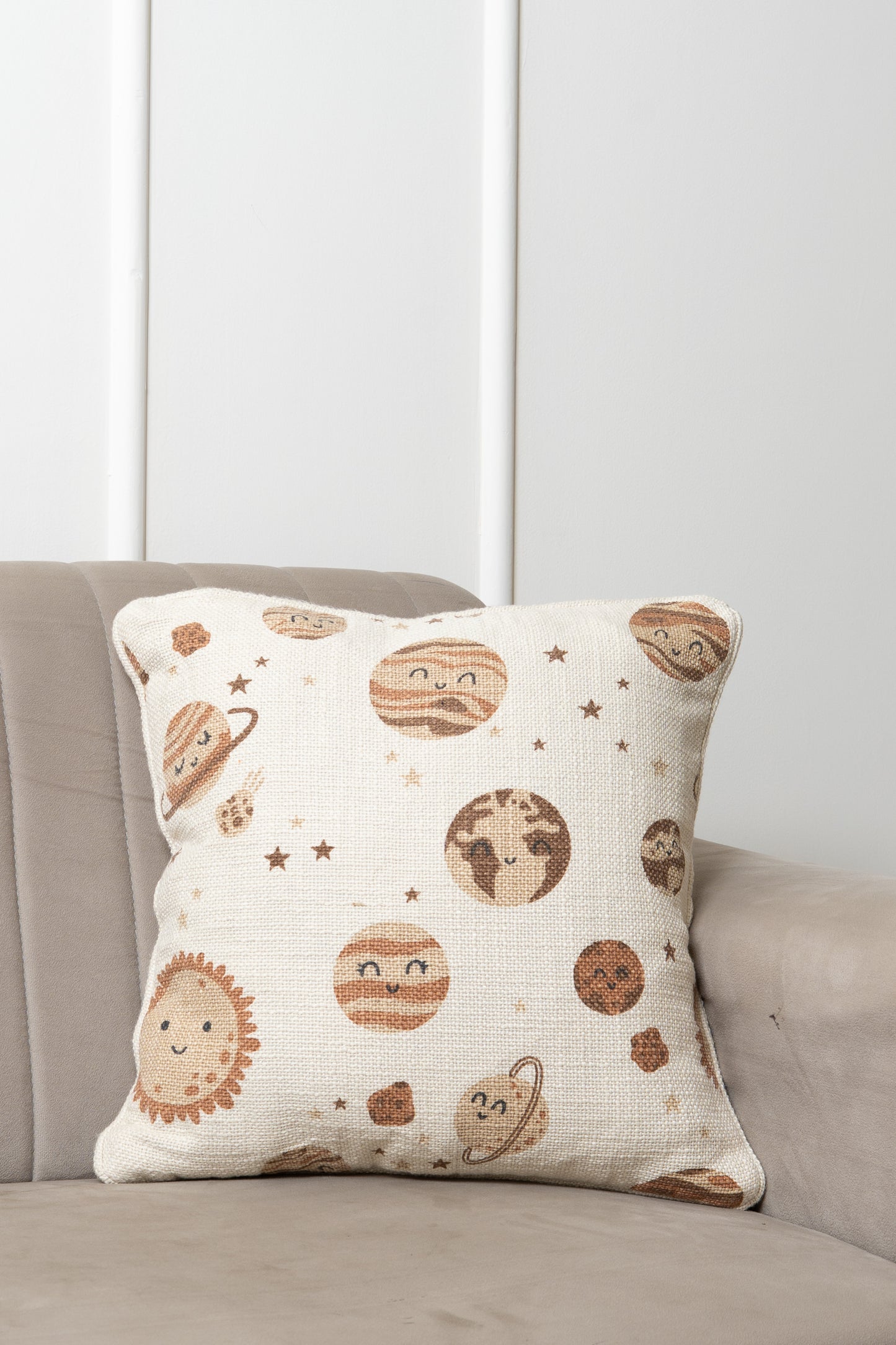 Decorative cushion cover for kids room with playful plants 