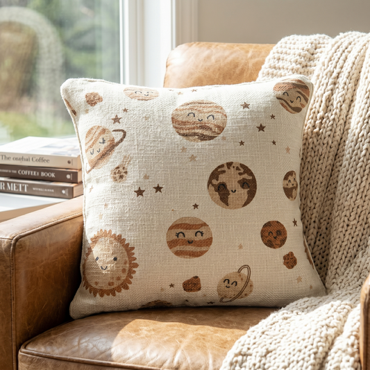 Decorative cushion cover for kids room with playful plants 