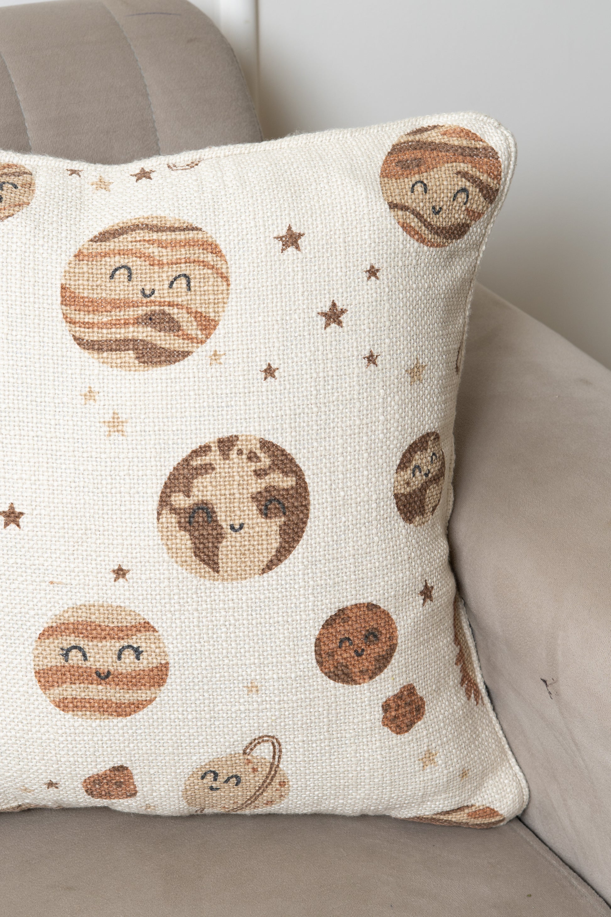 Decorative cushion cover for kids room with playful plants 