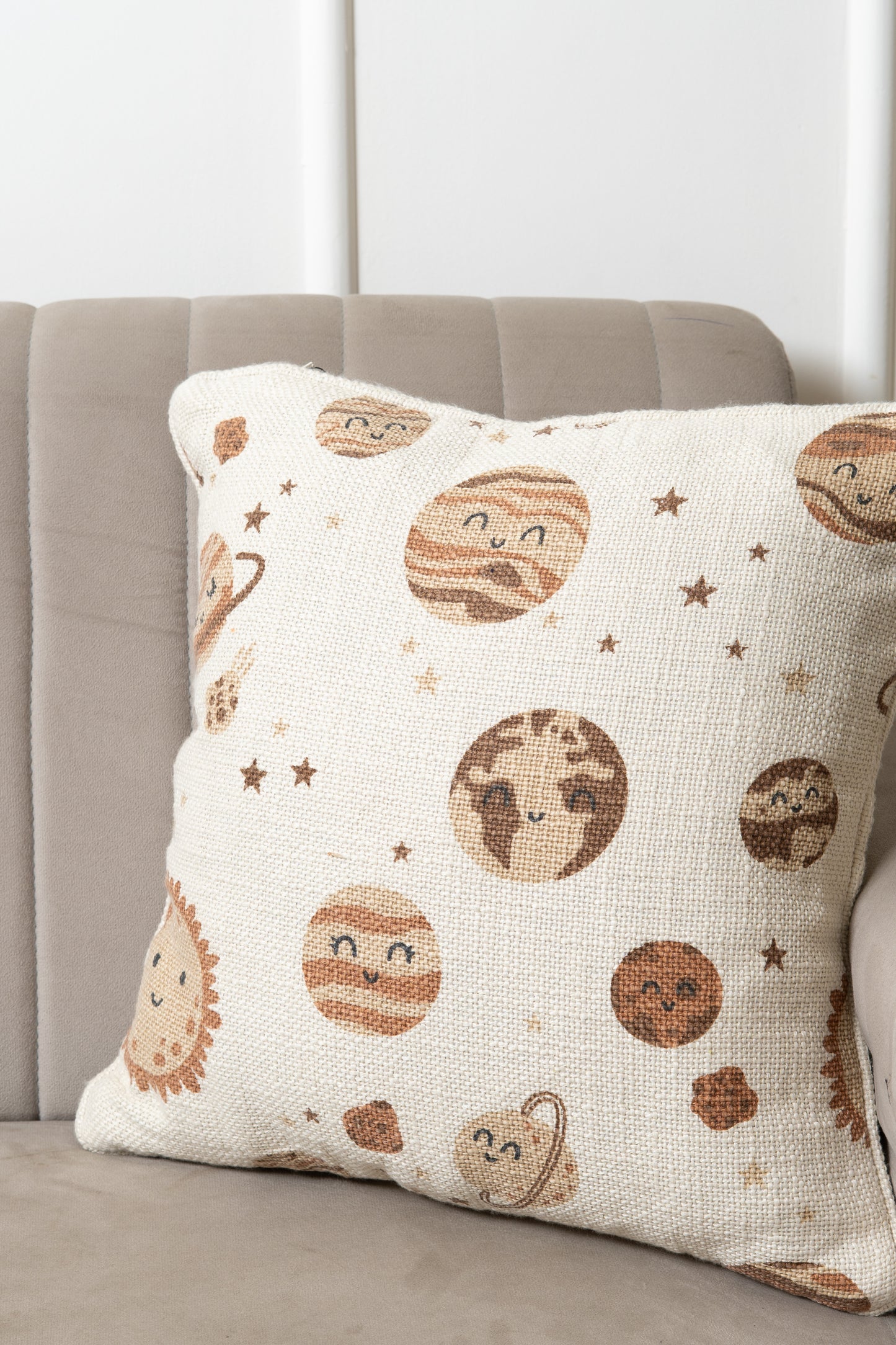 Decorative cushion cover for kids room with playful plants 