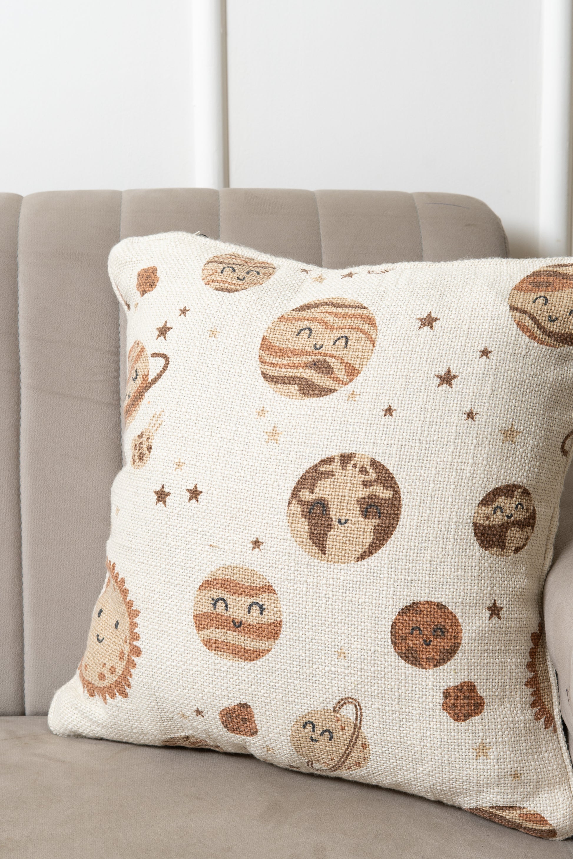 Decorative cushion cover for kids room with playful plants 